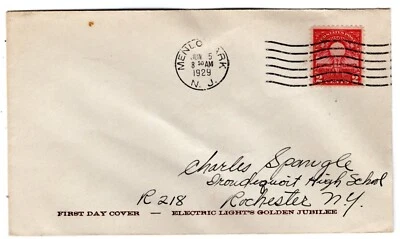 #654 Electric Light Edison 1929 FDC - Planty #46 Variety  - Image 1 of 2