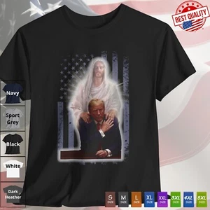 Jesus Trump T Shirt America 2024 4th of July Vote Patriotic Clothing Classic Tee - Picture 1 of 14
