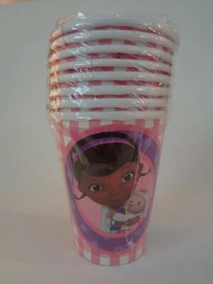 DOC MCSTUFFINS 1 PACK 8ct PAPER PARTY CUPS 9oz NEW, HOT OR COLD, MADE IN USA - Image 1 of 3