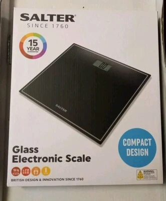 Báscula de baño electrónica digital de Salter, hecha de vidrio, negra - 14C Foto 1 de 2