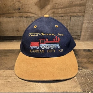 Vintage Trac Work Inc Hat Strapback Embroidered Cap Railroad Train Kansas City - Picture 1 of 8
