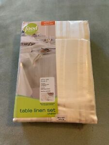 Food Network Table Linen 11 Pc Set Tablecloth Napkins Ivory/Cream Sz 60x120 NWT