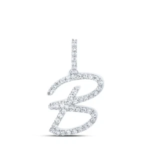 10kt Weißgold Damen runder Diamant B Anfangsbuchstabe Anhänger 1/5 cttw - Bild 1 von 1