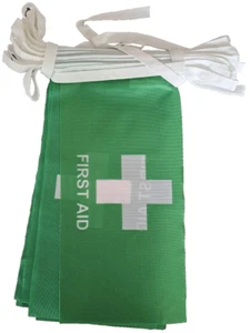 Bunting de primeros auxilios 10 m de largo con 26 banderas - HECHO EN REINO UNIDO - ÚLTIMO - Imagen 1 de 3