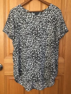 Chelsea & Theodore Animal Print Women's L Black White Cheetah Leopard Blouse - Picture 1 of 6