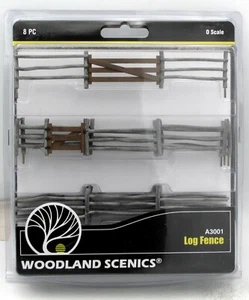 Woodland Scenics A3001 Log Fence (O Scale) Pre-Painted Terrain Wood Wooden Gates - Picture 1 of 5