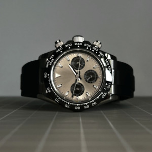 Grey Sunburst Dial Rubber Daytona “Seitona” Custom-built VK63 Chronograph Watch