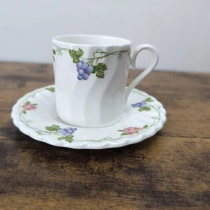 Vintage Aynsley Bone China Moselle White Floral Espresso Coffee Cup & Saucer Set - Picture 1 of 7