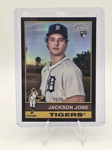 2025 Topps Heritage Jackson Jobe Rookie Black Chrome Refractor 04/76 Tigers RC - Picture 1 of 3