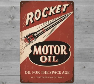 Rocket Motor Oil 8 x 12 Neuheit Blechschild Made in USA Neu! - Bild 1 von 3