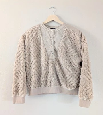 Tommy Hilfiger Long Sleeve Snap Button Faux Fur Quarter Button Sweater Women's S - Image 1 of 4