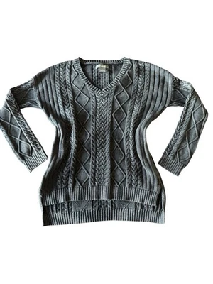 Suéter Tejido con Cable Gris Reflejos Naturales S 100% Algodón Abuelo Clásico Y2K Foto 1 de 4