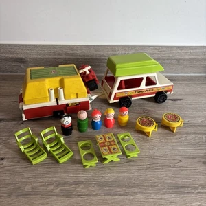 Vintage Fisher Price Little People - 992 CAR & POP-UP CAMPER 1980-84 - Picture 1 of 9