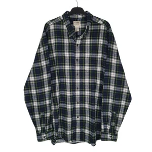 L.L.BEAN Navy Check Shirt Scotch Plaid Flannel Long Sleeve Cotton Mens XL - Picture 1 of 4