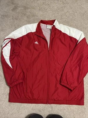 Adidas Men’s Red And White Xl Zip Up Vintage windbreaker  Bomber Style. - Image 1 of 4