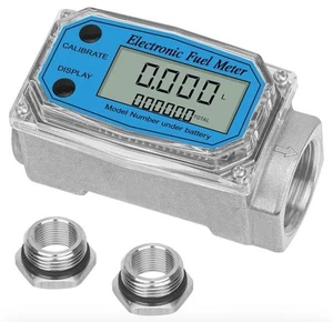 Digital Turbine Fuel Flow Meter , 1” 2.6-26 GPM Inline NPT Thread Flowmeter - Picture 1 of 4