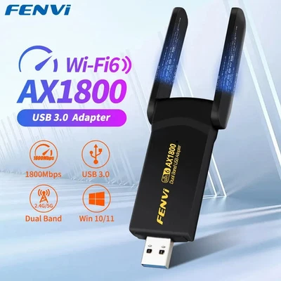 1800Mbps Wifi 6 USB Adapter Dual Band 2.4G/5Ghz Wireless Wifi Receiver USB 3.0  - Image 1 of 4