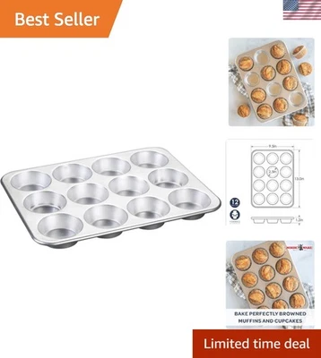 Proudly Made in USA 12-Cup Muffin Pan - Rust-Free Aluminum for Perfect Baking - Image 1 of 4