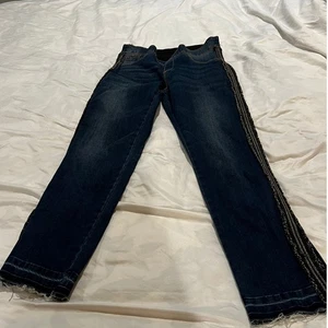 Coco + Carmen Medium Damen Denim Jegging Fransen Akzent Pull On dunkle Waschung - Bild 1 von 11