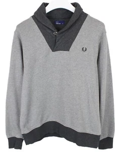 Fred Perry M6258 Sweatshirt Men M Gray Melange Scarf Logo Pullover - Picture 1 of 8