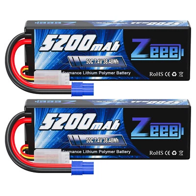 2x Batería Zeee 2S Lipo 7.4V 50C 5200mAh EC3 para Vehículos RC Coche Camión Buggy Foto 1 de 4