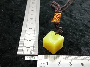 Pendentif JADE CITRON naturel cube avec son cordon reiki lithotherapie dé lemon - Picture 1 of 6