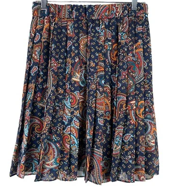 Tommy Hilfiger размер 4 юбка плиссированные пейсли синий оранжевый с подкладкой эластичный пояс новый - Изображение 1 из 4