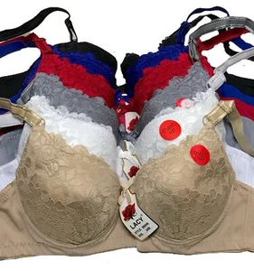 Lot 6 pcs Underweire Full Cup No Wire Lace Light Padded Wire Free Bra 99946 B - Picture 1 of 4