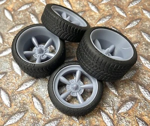 Resin 21/20 Inch Astro Supreme model car wheels, w/ wide rear street  tires,1/24 - Picture 1 of 8