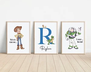 Set Of Personalised Toy Story Prints Kids Room Poster Wall Art Custom Gift - Picture 1 of 2