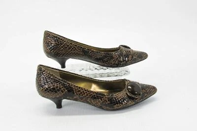 Anne Klein Women Shoe Poppin Size 7.5M Brown Kitten Heel Pump Pre Owned xq - Image 1 of 4