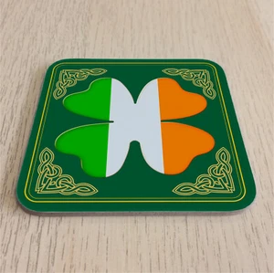 Ireland Celtic Tricolour Flag Shamrock Drinks Coaster Home Bar Pub Beer Mat Eire - Imagen 1 de 4