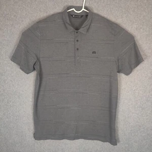 Travis Mathew Men Polo Shirt XL Striped Gray Short Sleeve Polyester Blend - Imagen 1 de 10
