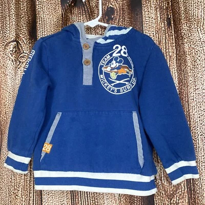 Disney Store Mickey Mouse Surf Up Team 28 Rider Boy’s Pullover Hoodie Sweater 4 - Image 1 of 4