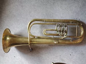 Nice old German upright rotary valve Bb- tenorhorn "Manufaktur Schuster" - Picture 1 of 8