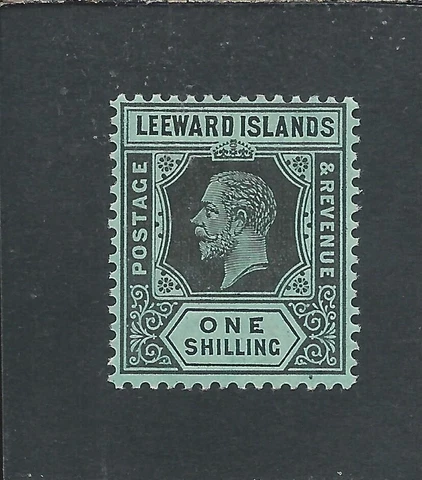 LEEWARD IS 1912-22 1s BLACK/GREEN WHITE BACK MINT SG 54a CAT £90 Cover