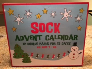 NEW Sock Advent Calendar 12 Days Of Christmas Unique Socks Kids Size 7-8.5 - Picture 1 of 2