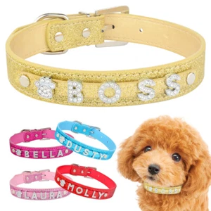 Collare cane personalizzato per ciondoli Bling medio carino personalizzato animale domestico gatto nome festa - Foto 1 di 17