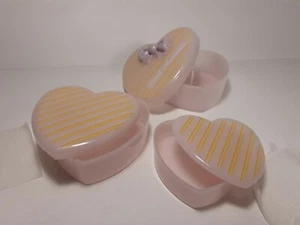 Vintage Pink Heart Storage Trinket Box Set Of 3 In Original Box By Current Inc. - Picture 1 of 10