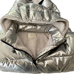 Giacca invernale donna Offline By Aerie XL argento imbottito foderato pile cappotto con cappuccio - Foto 1 di 13