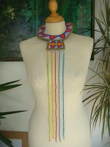 Antique Original Maasai Masai? African Beaded Collar Bib Necklace - Picture 1 of 8
