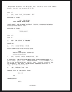 Twin Peaks Fire Walk With Me Screenplay David Lynch, Bob Engles - Picture 1 of 3