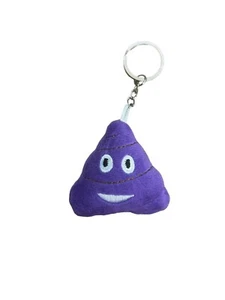 Llavero de peluche emoji de caca púrpura 2,5"" pulgadas de alto - Imagen 1 de 3
