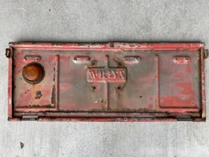 Vintage Jeep CJ Willys Script Tailgate Red Rusty Patina Garage Man Cave Wall Art - Picture 1 of 7