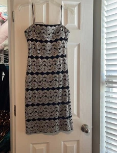 Betsy and Adam Bodycon dress size 10 black and silver sequins Cocktail Short Y2K - Picture 1 of 4