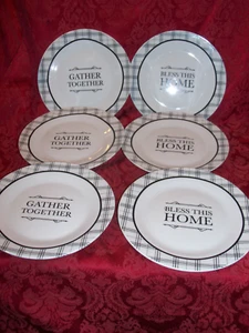 Royal Norfolk Black/White Plaid Salad Plates 8”. SET OF 6 PLATES - Picture 1 of 3