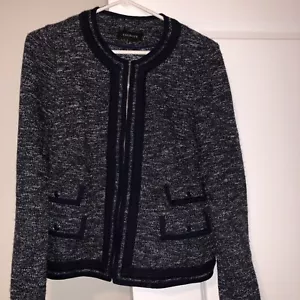 Talbots kurze schwarz/weiße Tweedjacke ~ voller Reißverschluss ~ Größe 6 - Bild 1 von 3