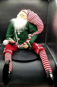 Große 40 Zoll alte Welt bewegliche Elfe Weihnachtsmann Puppe Plüsch - Bild 1 von 10