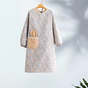 Women Kitchen Apron Cute Long Sleeves Apron for BBQ Grilling Baking Cleaning - Picture 1 of 6