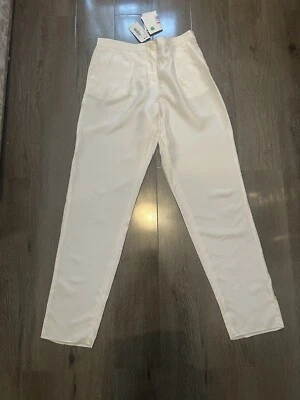 Calças femininas Emporio Armani brancas 100% seda novas em folha. Reino Unido tamanho 6 - Imagem 1 de 4